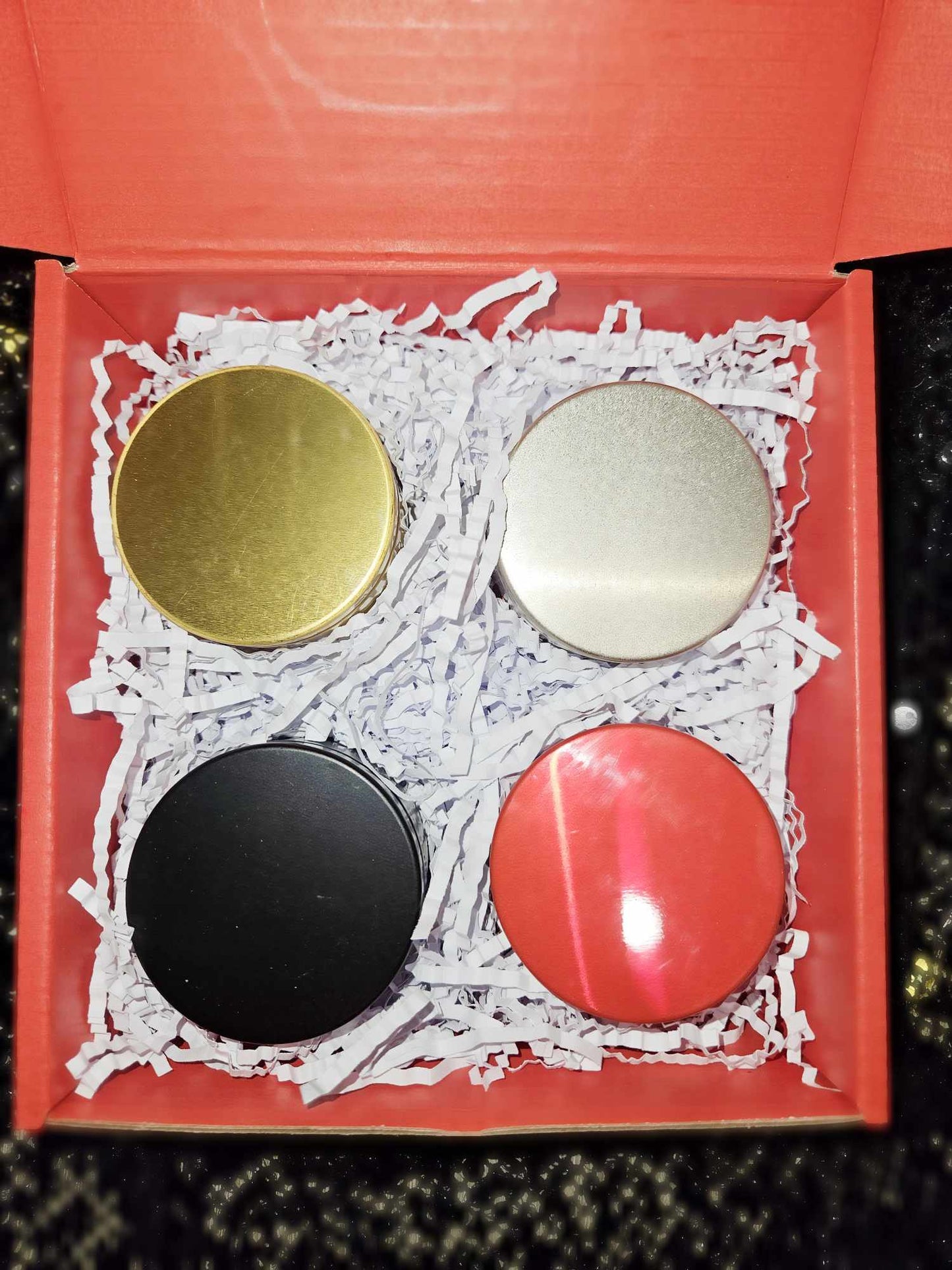 Holiday Sample Gift Box-Includes coupon code for your choice of a 5oz tin or 13oz vessel